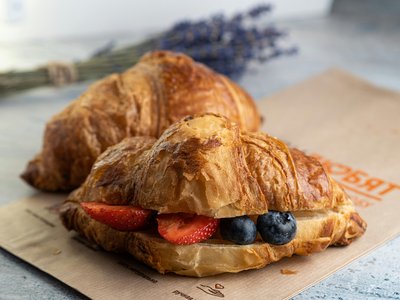 Flaky Croissant Fruits Sandwich